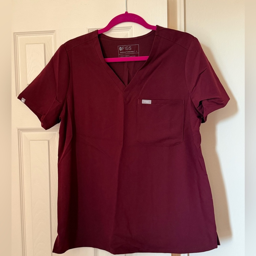 Figs Women's Maroon Scrub Top